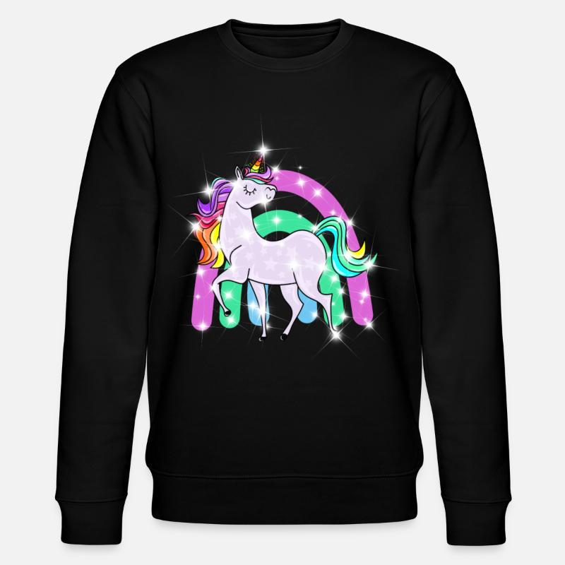 funkelndes Einhorn mit Regenbogen - Stanley/Stella Unisex Bio-Sweatshirt CHANGER  - Schwarz