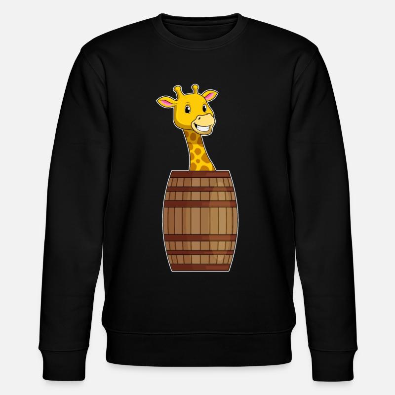 Giraffe mit Fass - Stanley/Stella Unisex Bio-Sweatshirt CHANGER  - Schwarz