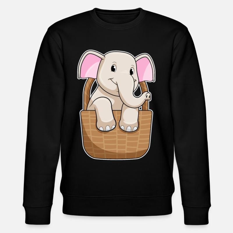 Éléphant avec panier - Sweat bio CHANGER Stanley/Stella Unisexe - noir
