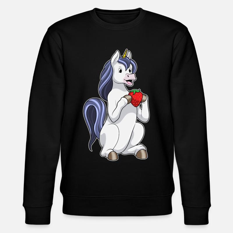 Einhorn Erdbeere - Stanley/Stella Unisex Bio-Sweatshirt CHANGER - Schwarz
