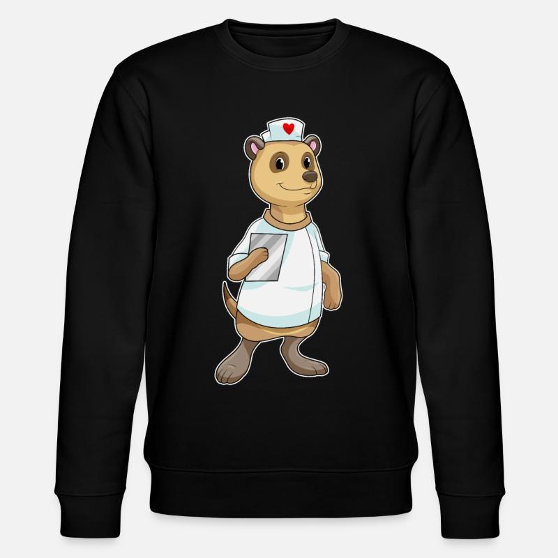 Erdmännchen Krankenschwester Herz - Stanley/Stella Unisex Bio-Sweatshirt CHANGER  - Schwarz