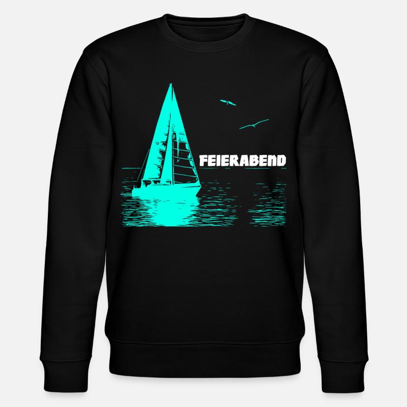 Feierabend Segelboot und 2 Möwen - Stanley/Stella Unisex Bio-Sweatshirt CHANGER  - Schwarz