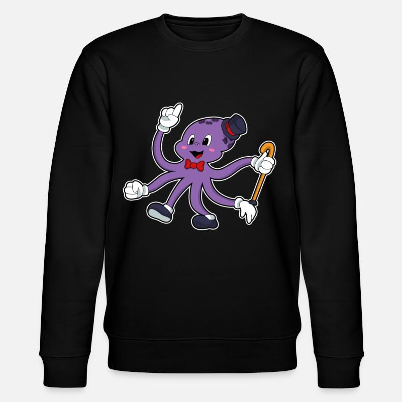 Krake als Zauberer mit Hut - Stanley/Stella Unisex Bio-Sweatshirt CHANGER - Schwarz