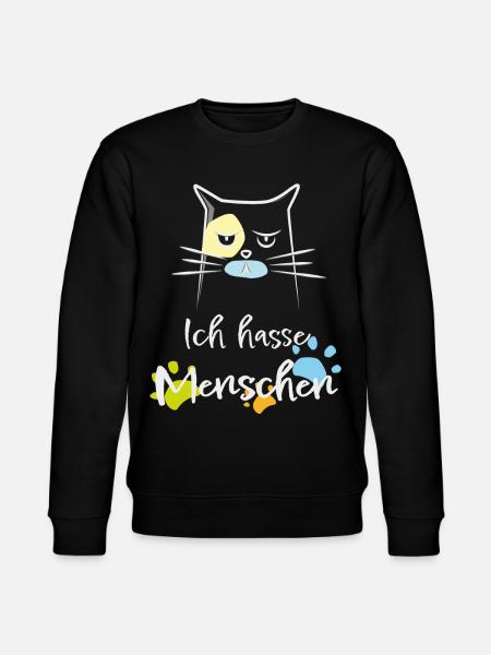 Ich hasse Menschen! Katze, Miesepeter - Stanley/Stella Unisex Bio-Sweatshirt CHANGER - Schwarz