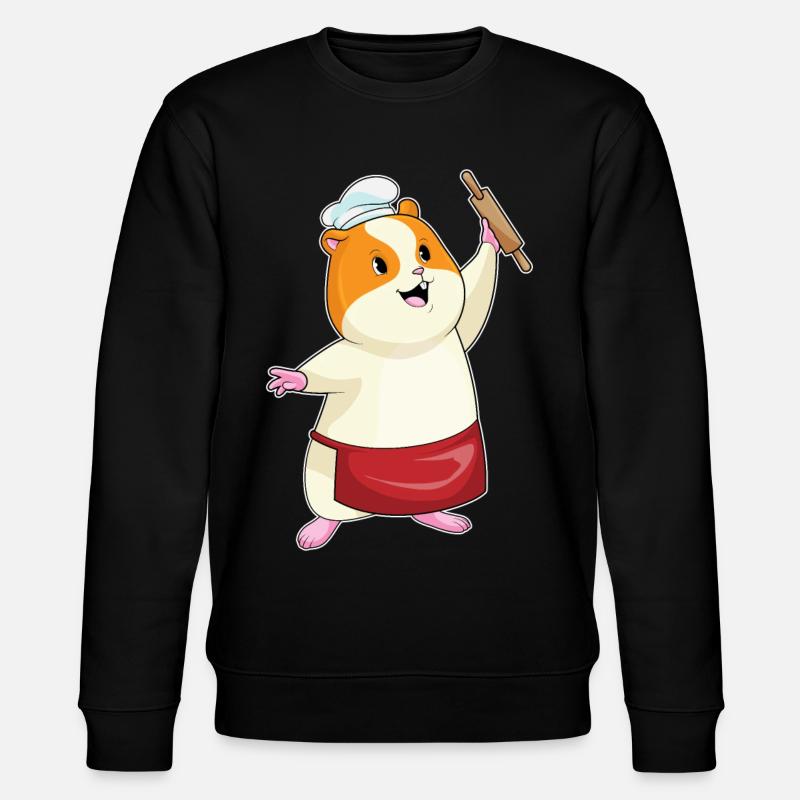 Hamster als Bäcker mit Nudelholz - Stanley/Stella Unisex Bio-Sweatshirt CHANGER  - Schwarz