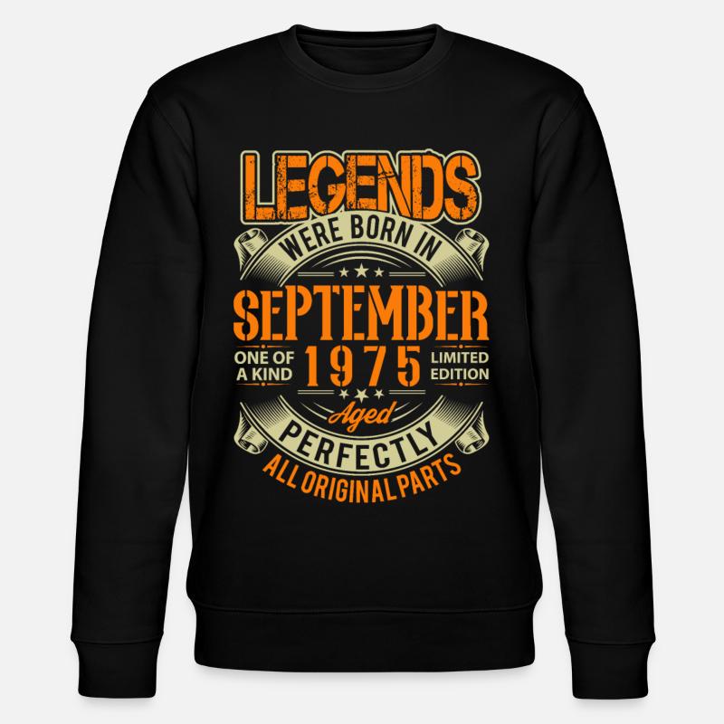 1975 Septembre Légende d’anniversaire - Sweat bio CHANGER Stanley/Stella Unisexe - noir