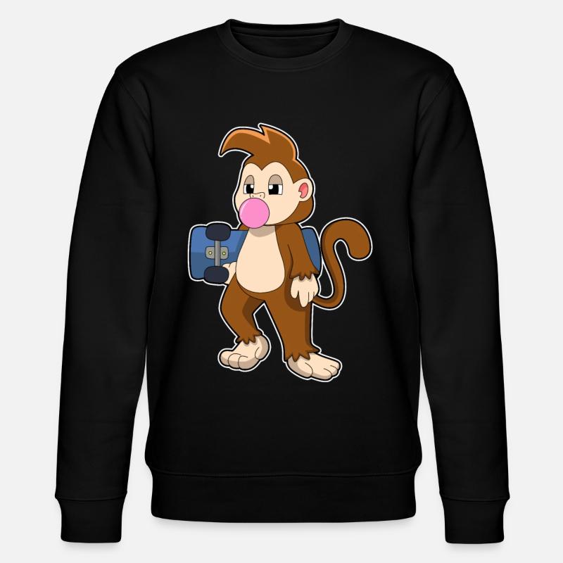 Affe Skater Skateboard - Stanley/Stella Unisex Bio-Sweatshirt CHANGER  - Schwarz