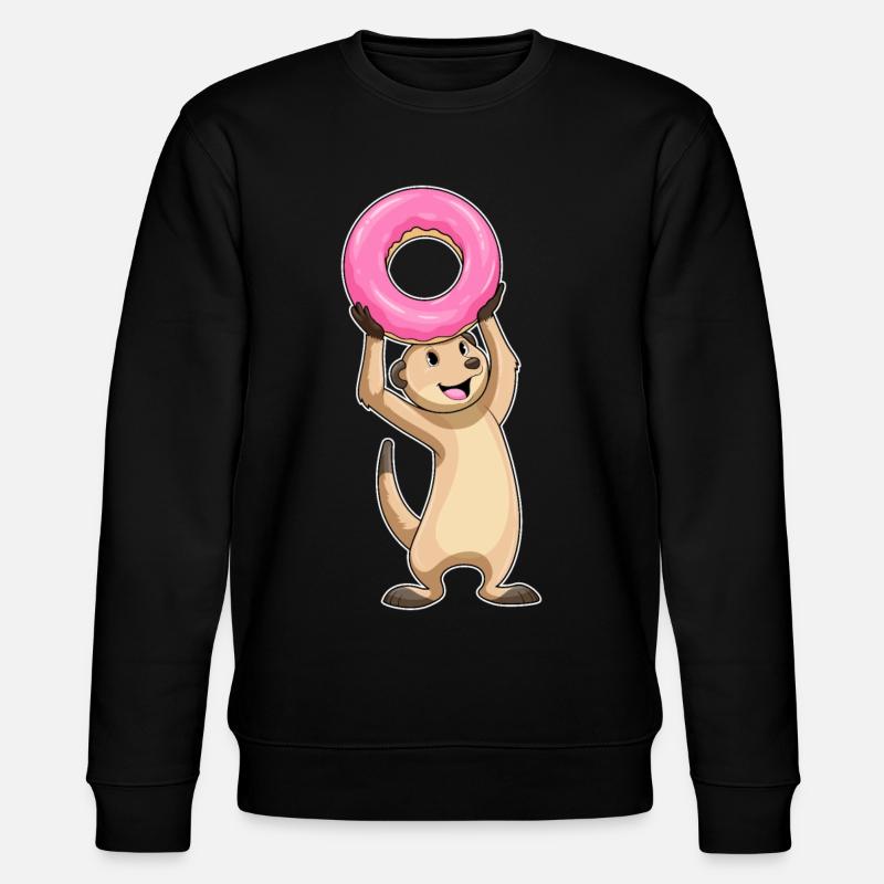 Erdmännchen mit Donut - Stanley/Stella Unisex Bio-Sweatshirt CHANGER  - Schwarz