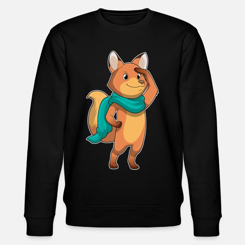 Fuchs mit Schal - Stanley/Stella Unisex Bio-Sweatshirt CHANGER  - Schwarz
