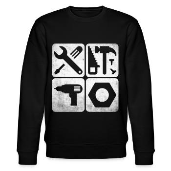 Werkzeug-Werkzeuge - Stanley/Stella Unisex Bio-Sweatshirt CHANGER  - Schwarz - Vorne - Nik (191cm) & Marisol (170cm)