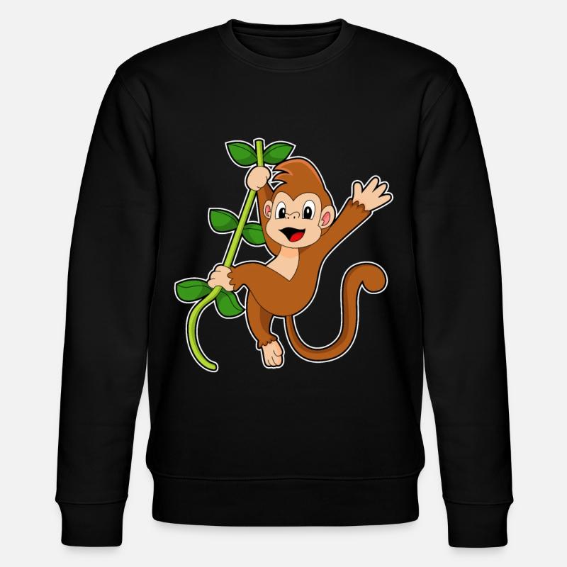 Affe Liane Dschungel - Stanley/Stella Unisex Bio-Sweatshirt CHANGER - Schwarz