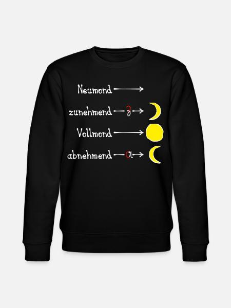 Mondphasen mit Eselsbrücke - hell - Stanley/Stella Unisex Bio-Sweatshirt CHANGER - Schwarz