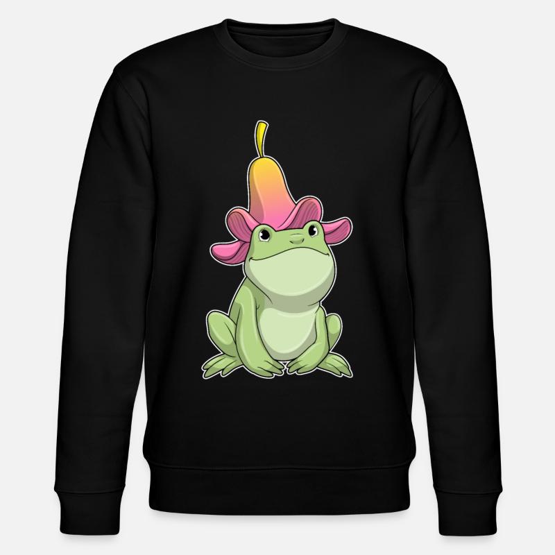 Frosch mit Plumeria - Stanley/Stella Unisex Bio-Sweatshirt CHANGER - Schwarz