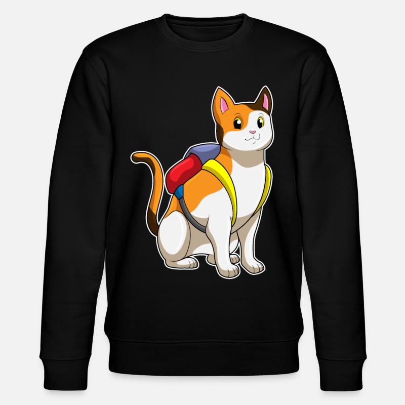 Katze mit Schulranzen Schule - Stanley/Stella Unisex Bio-Sweatshirt CHANGER  - Schwarz