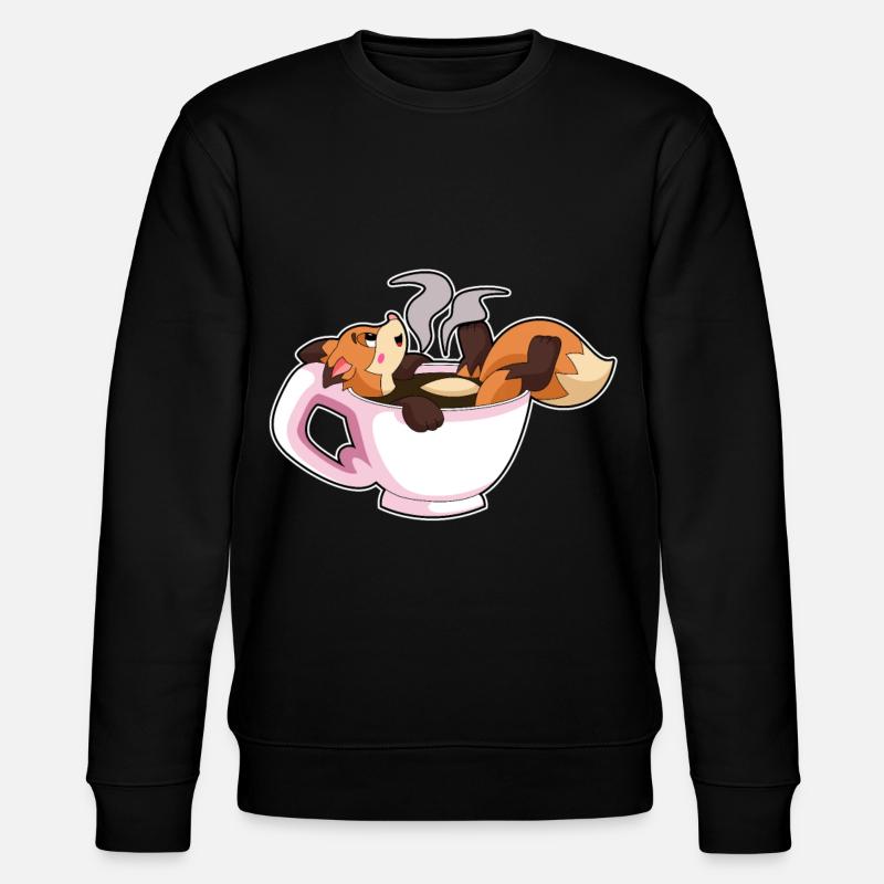 Fuchs mit Tasse Kaffee - Stanley/Stella Unisex Bio-Sweatshirt CHANGER  - Schwarz