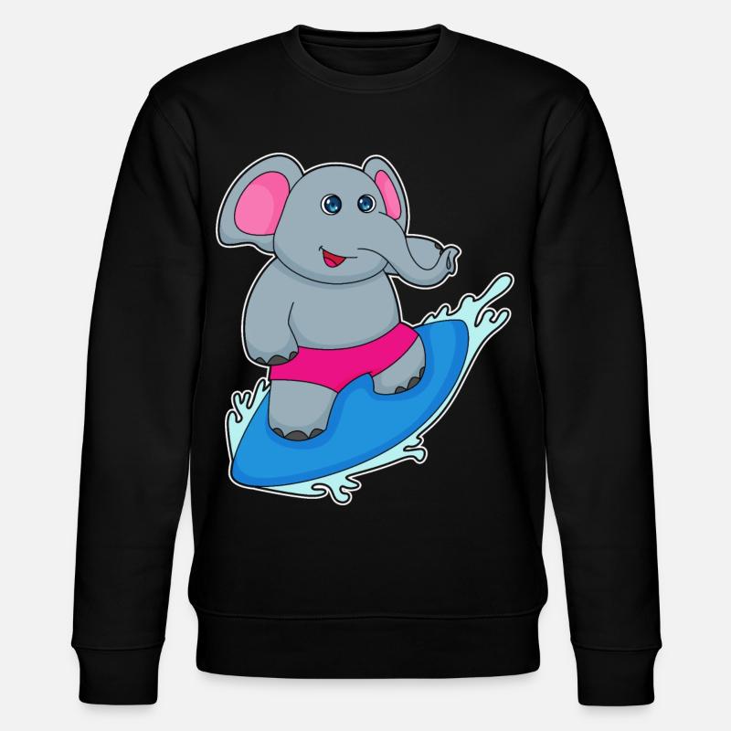 Elefant Surfen Surfbrett Sommer - Stanley/Stella Unisex Bio-Sweatshirt CHANGER  - Schwarz
