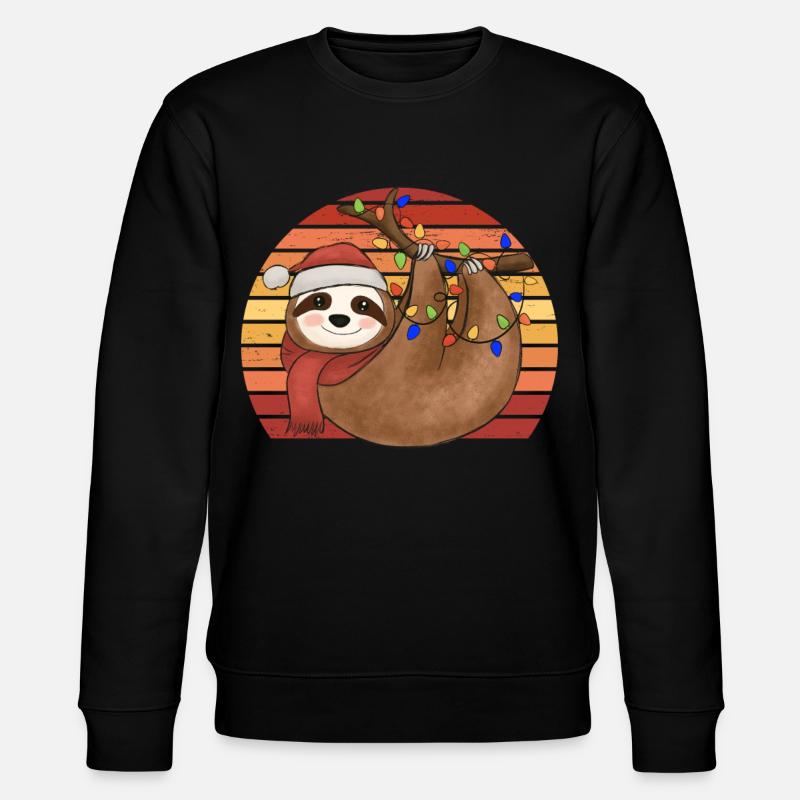 Sloth String Lights Christmas Pajamas Christmas - Stanley/Stella CHANGER Unisex Organic Sweatshirt - black