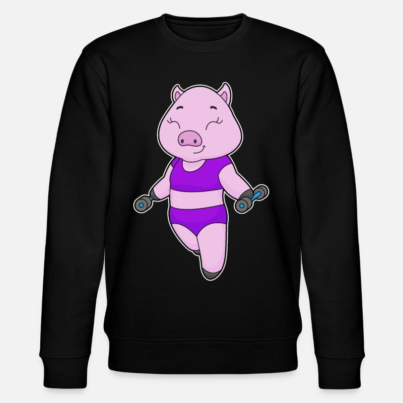 Bodybuilder cochon avec haltères - Sweat bio CHANGER Stanley/Stella Unisexe - noir