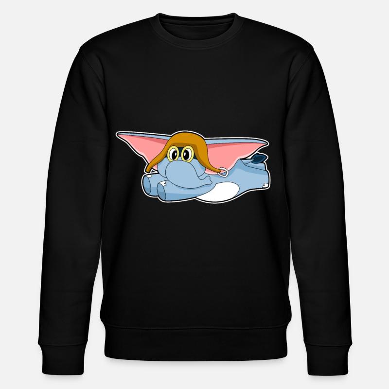 Elefant Pilot Pilotenmütze - Stanley/Stella Unisex Bio-Sweatshirt CHANGER - Schwarz