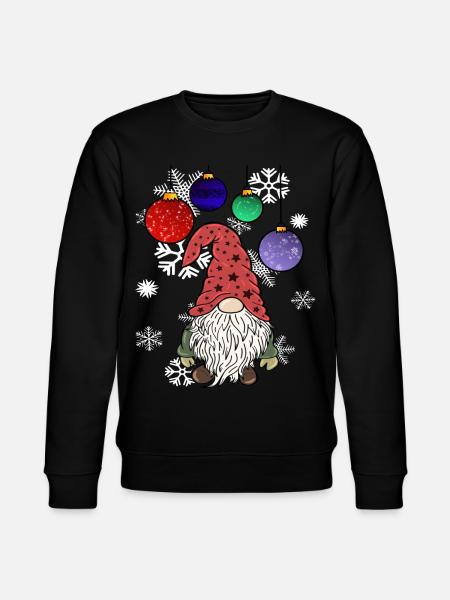 Gnome Christmas Elves with Snowflakes - Stanley/Stella CHANGER Unisex Organic Sweatshirt - black