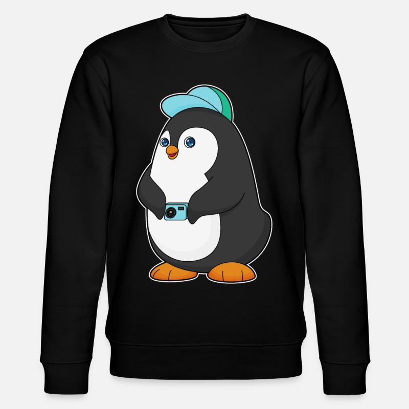 Pinguin Kamera - Stanley/Stella Unisex Bio-Sweatshirt CHANGER  - Schwarz