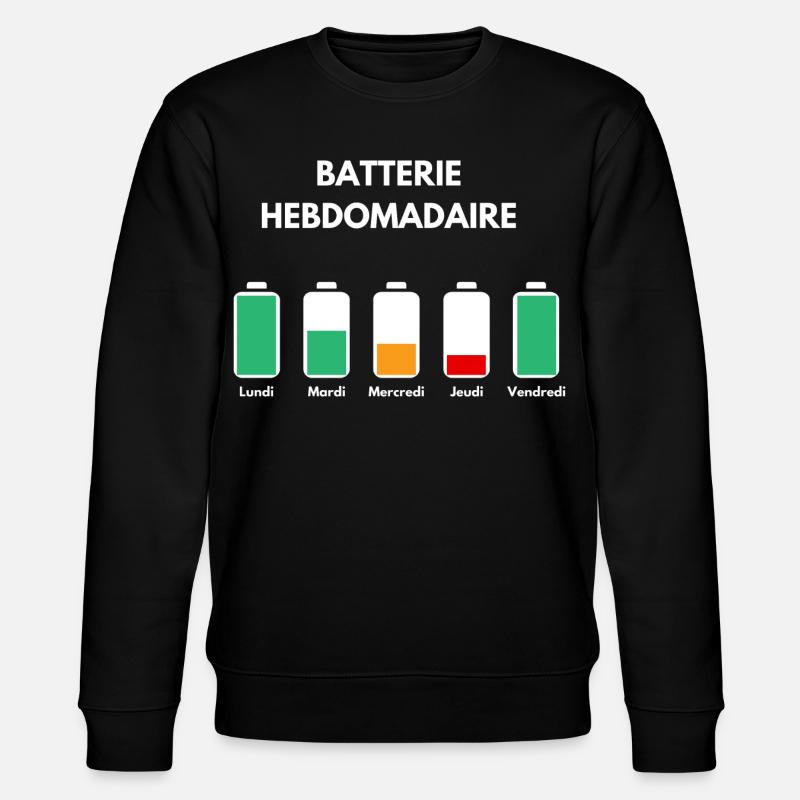 Batterie hebdomadaire. - Sweat bio CHANGER Stanley/Stella Unisexe - noir