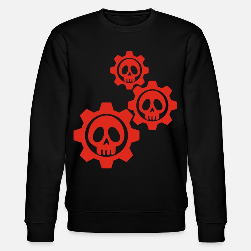 Totenköpfe und rote Zahnräder - Stanley/Stella Unisex Bio-Sweatshirt CHANGER - Schwarz