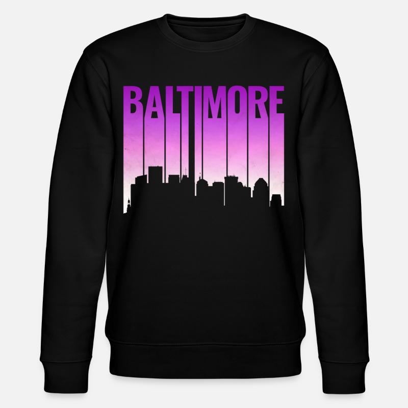 Baltimore Skyline Gradient - Stanley/Stella Unisex Bio-Sweatshirt CHANGER  - Schwarz