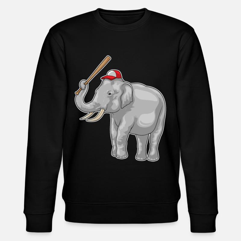 Elefant Baseballschläger Baseball - Stanley/Stella Unisex Bio-Sweatshirt CHANGER  - Schwarz
