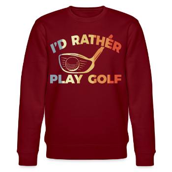 Ich würde lieber Golf spielen - Stanley/Stella Unisex Bio-Sweatshirt CHANGER  - Burgunderrot - Vorne - Nik (191cm) & Marisol (170cm)