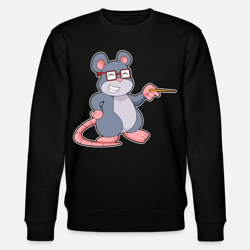 Mouse Teacher Pointer School - Stanley/Stella CHANGER Unisex Organic Sweatshirt - black