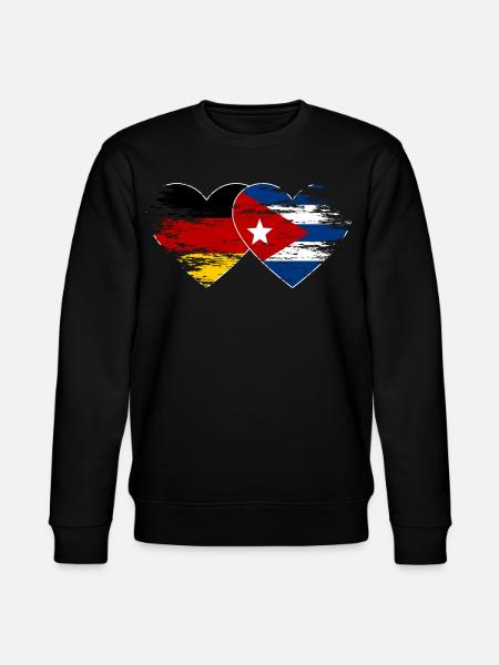 Germany Cuba flag used heart - Stanley/Stella CHANGER Unisex Organic Sweatshirt - black