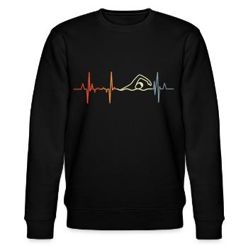 Swimmer Heart Line - Stanley/Stella CHANGER Unisex Organic Sweatshirt - black - Front - Nik (191cm) & Marisol (170cm)