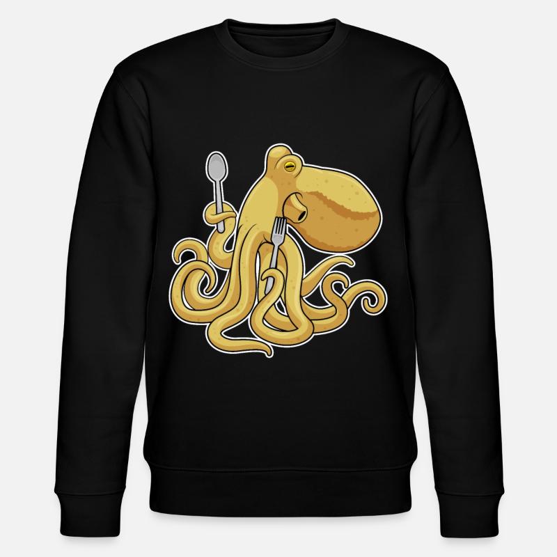 Krake Besteck Kochen Küche - Stanley/Stella Unisex Bio-Sweatshirt CHANGER  - Schwarz