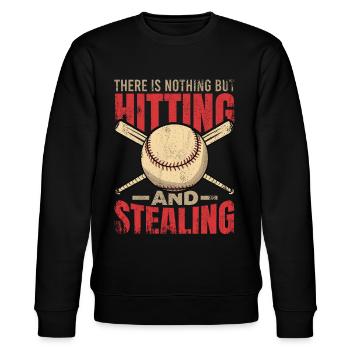 Motivierender Baseball Spruch - Stanley/Stella Unisex Bio-Sweatshirt CHANGER  - Schwarz - Vorne - Nik (191cm) & Marisol (170cm)
