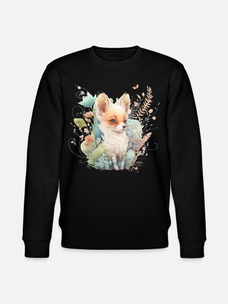 Renard Aquarelle Fleurs - Sweat bio CHANGER Stanley/Stella Unisexe - noir