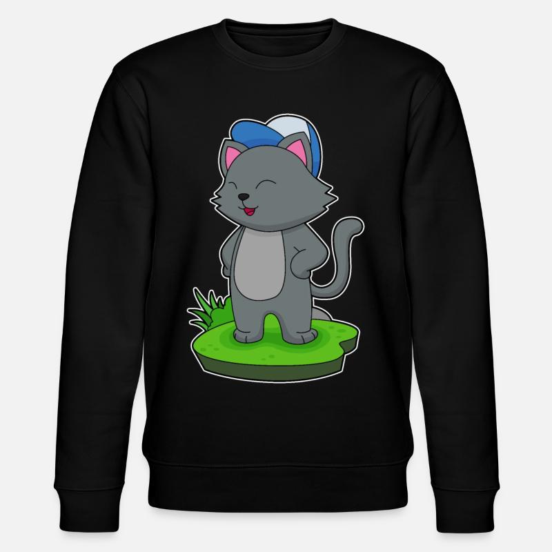 Katze Schüler Cap Schule - Stanley/Stella Unisex Bio-Sweatshirt CHANGER - Schwarz