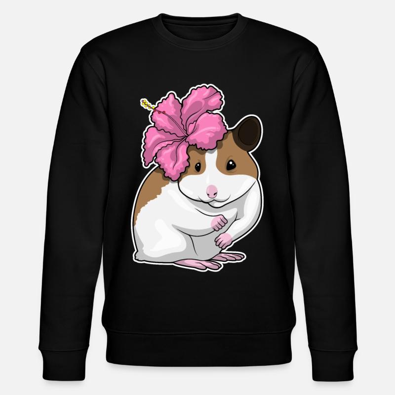 Hamster Hibiskus Blumen - Stanley/Stella Unisex Bio-Sweatshirt CHANGER  - Schwarz