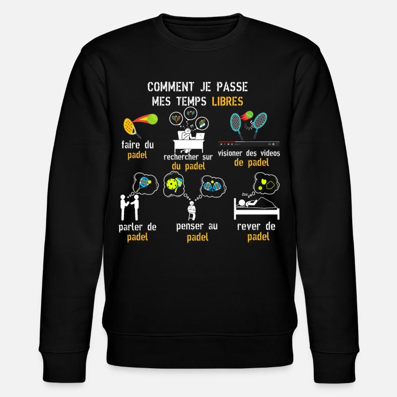 Temps libres padel cadeau padel - Sweat bio CHANGER Stanley/Stella Unisexe - noir