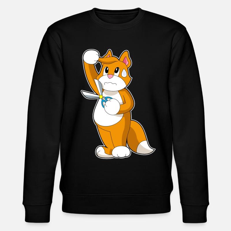 Katze Friseur Schere - Stanley/Stella Unisex Bio-Sweatshirt CHANGER  - Schwarz