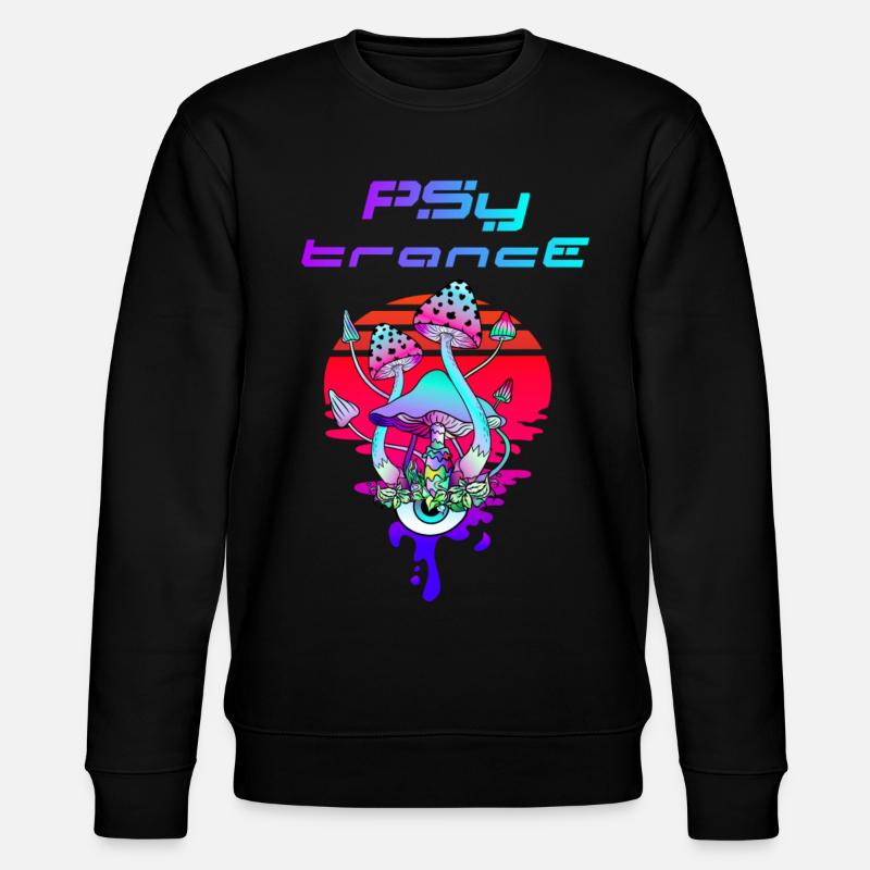 Psytrance Psychedelic Mushroom Sunset - Stanley/Stella CHANGER Unisex Organic Sweatshirt - black