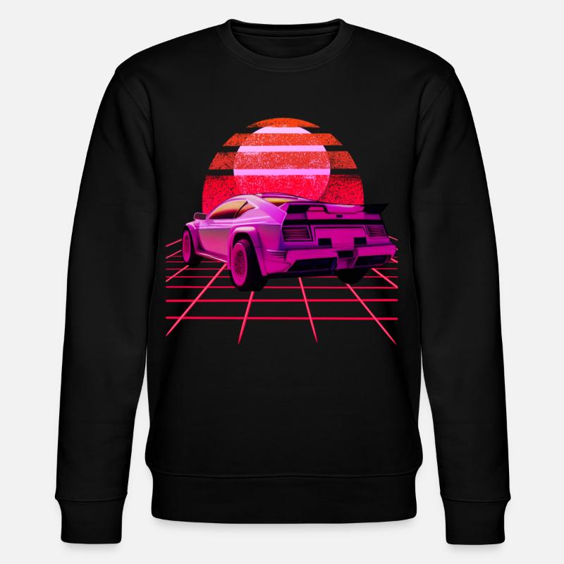 Retro Wave super Car Sunset - Stanley/Stella Unisex Bio-Sweatshirt CHANGER  - Schwarz