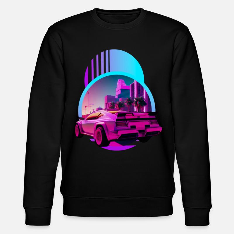 Retro Wave Supercar Vaporwave - Stanley/Stella Unisex Bio-Sweatshirt CHANGER  - Schwarz