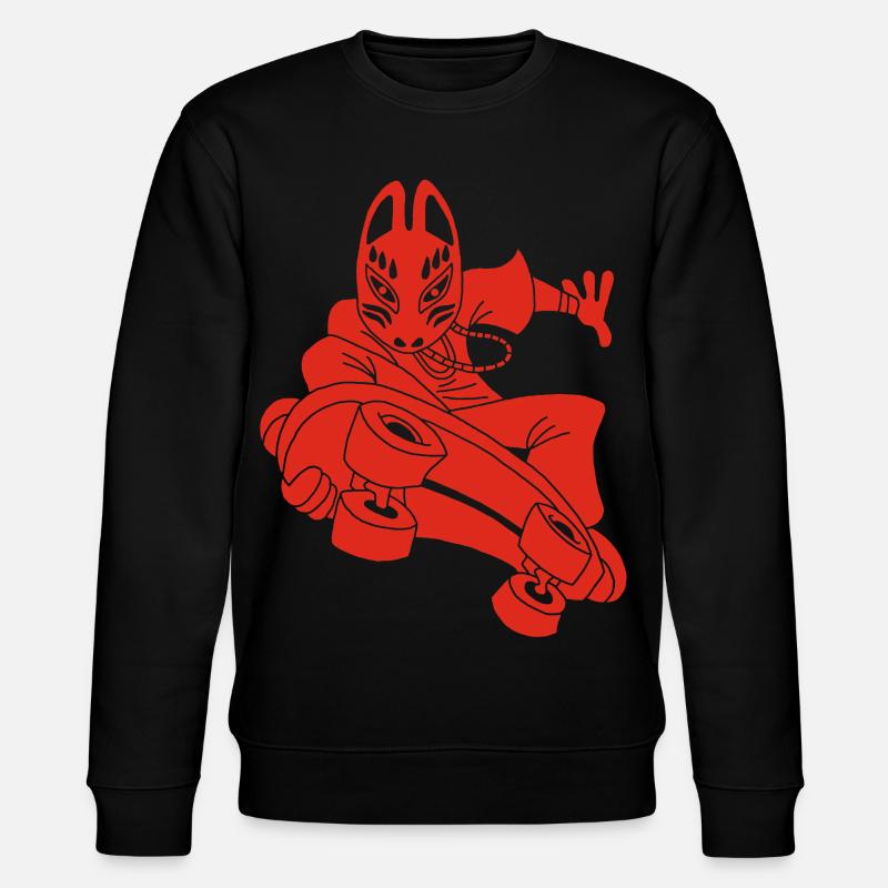 Seltsamer Rotfuchs beim Skateboarden - Stanley/Stella Unisex Bio-Sweatshirt CHANGER  - Schwarz