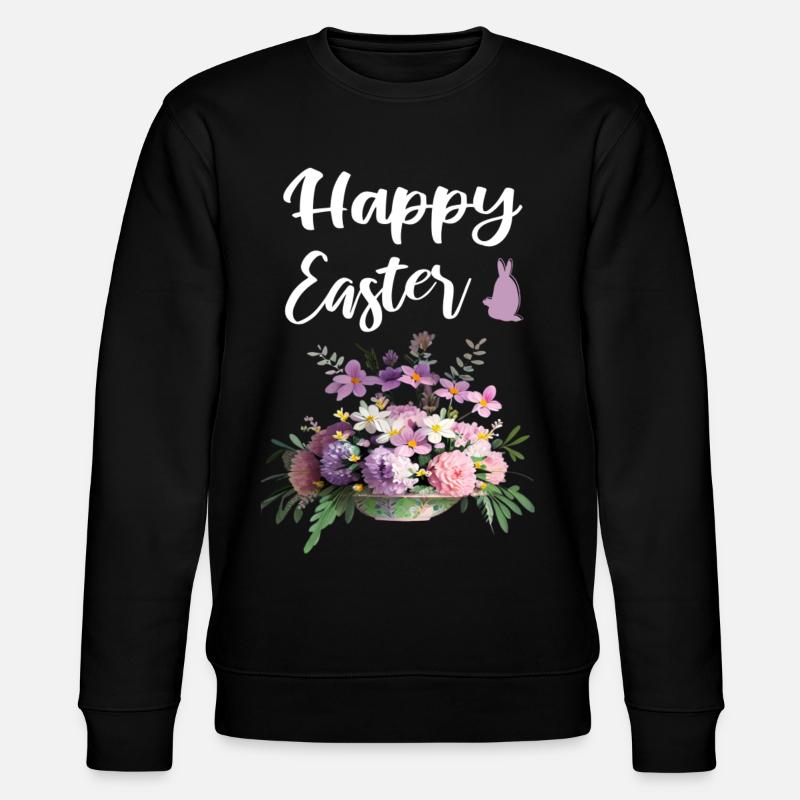 Happy Easter Floral - Stanley/Stella Unisex Bio-Sweatshirt CHANGER  - Schwarz