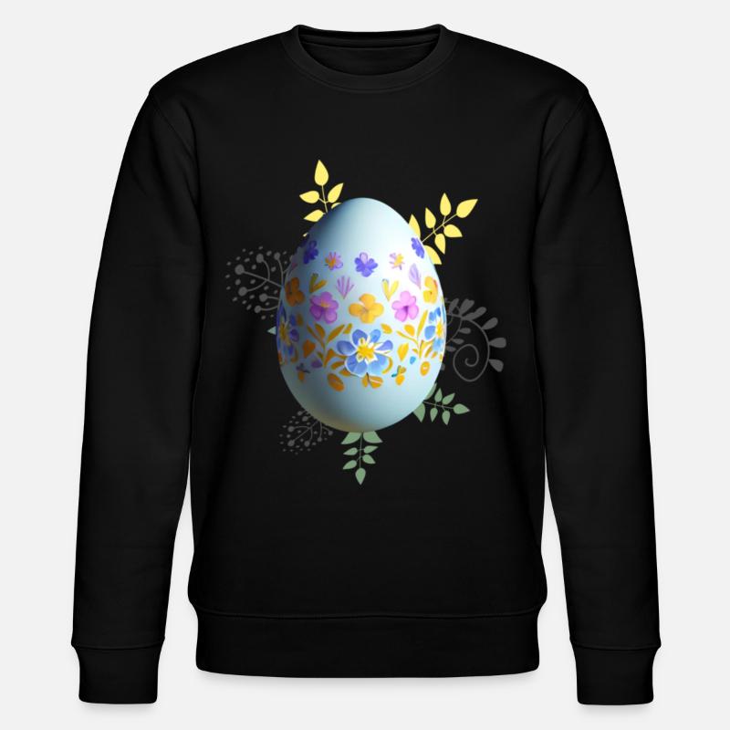 Floral Easter Egg - Stanley/Stella CHANGER Unisex Organic Sweatshirt - black