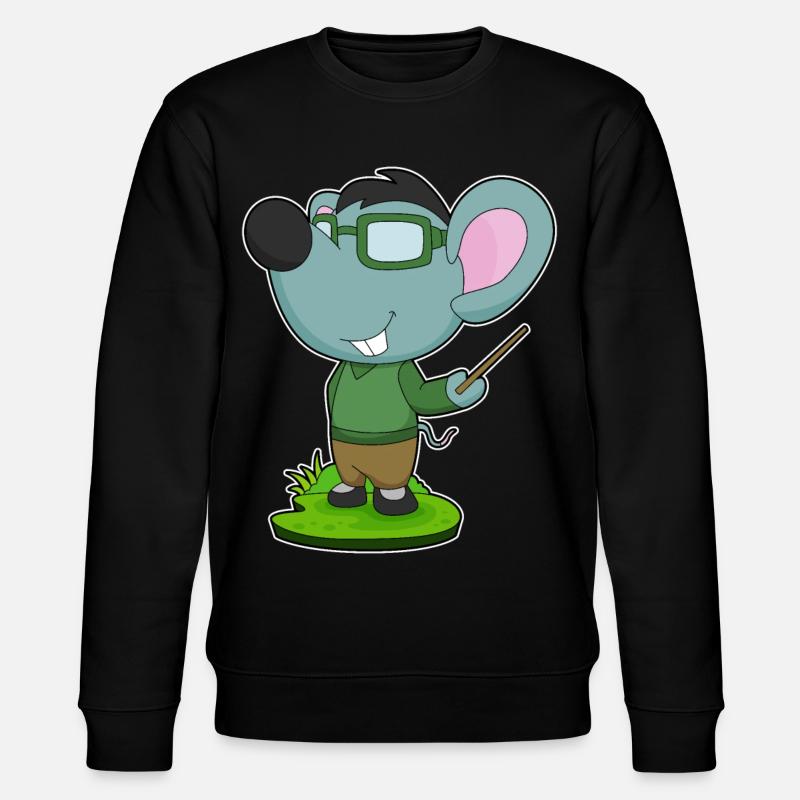 Mouse Teacher Pointer School - Stanley/Stella CHANGER Unisex Organic Sweatshirt - black