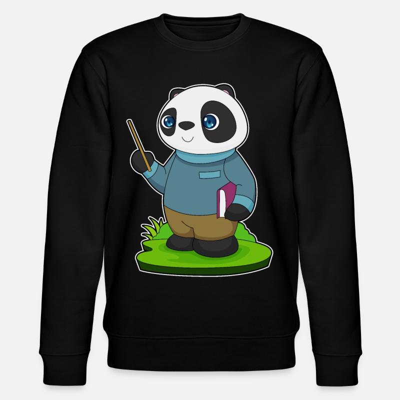 Panda Lehrer Zeigestab Schule - Stanley/Stella Unisex Bio-Sweatshirt CHANGER  - Schwarz