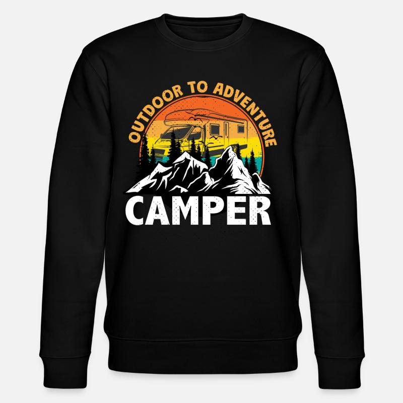 Camper Camping Holiday Gift - Stanley/Stella CHANGER Unisex Organic Sweatshirt - black