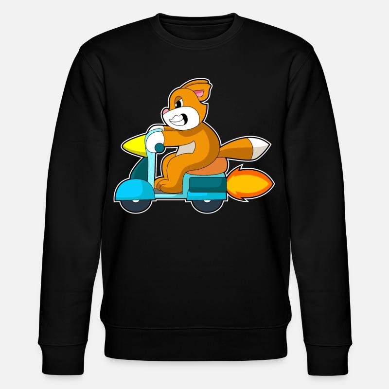 Katze Motorroller - Stanley/Stella Unisex Bio-Sweatshirt CHANGER  - Schwarz
